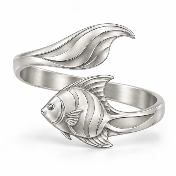 Silver-Plated Copper Alloy Angelfish Bangle Wholesale
