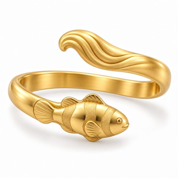 Gold-Plated Copper Alloy Clownfish Bangle Wholesale