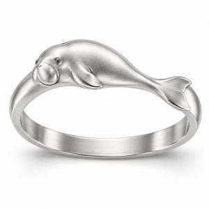 Silver-tone bangle featuring a sculpted dugong