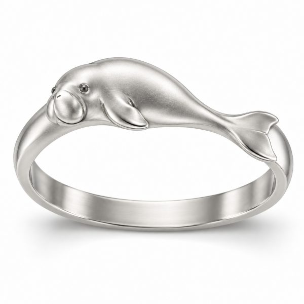 Silver-tone bangle featuring a sculpted dugong