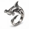 Hammerhead shark ring with a sculpted head and curved wrap band