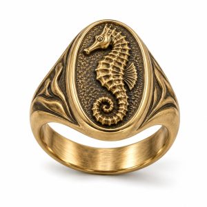 19 Seahorse Signet Ring Stainless Steel Seahorse Signet Ring