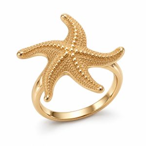 20 Textured Starfish Ring Gold-Plated Textured Starfish Ring