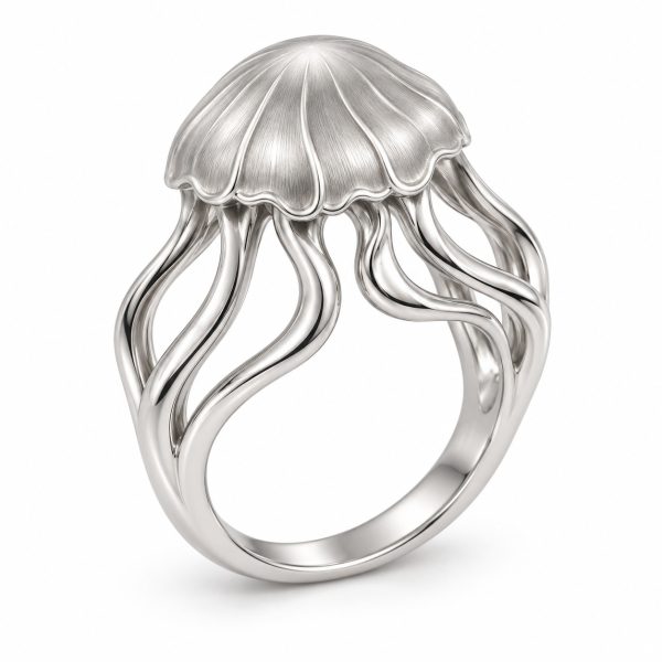Silver-Plated Jellyfish Statement Ring