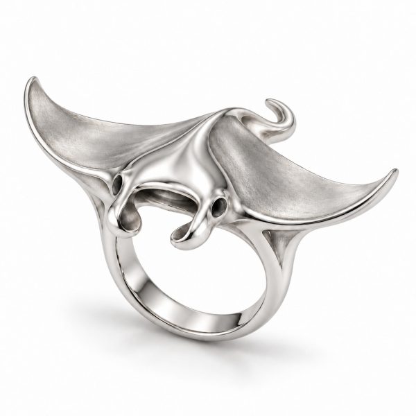 22 Manta Ray Statement Ring 2 Silver-Plated Manta Ray Ring