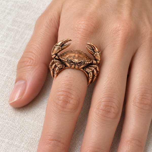 24 Sculpted Crab Ring 2 Silver-Plated Crab Statement Ring