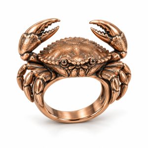 24 Sculpted Crab Ring Silver-Plated Crab Statement Ring