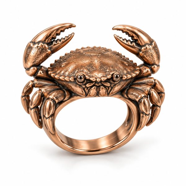 24 Sculpted Crab Ring Silver-Plated Crab Statement Ring