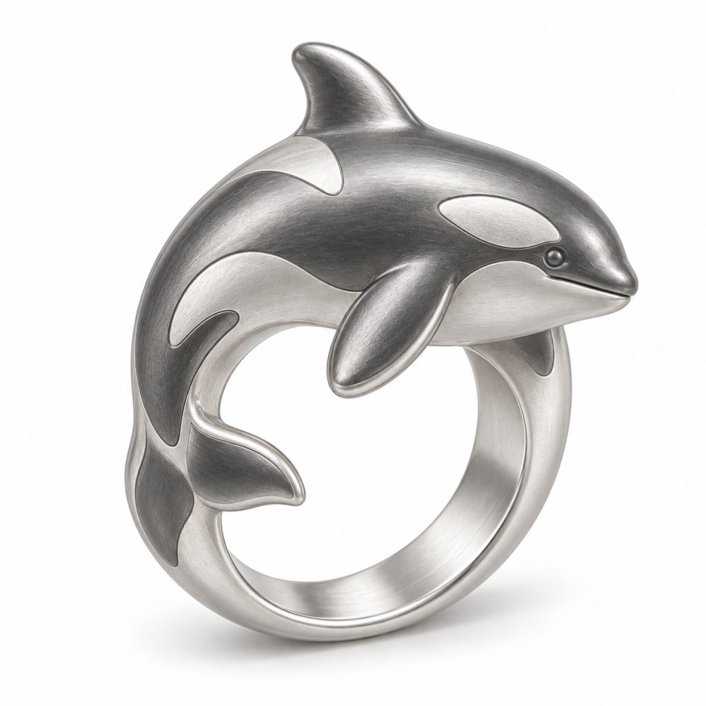 Silver-Plated Orca Ring