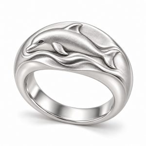 26 Dolphin Leap Ring2 Silver-Plated Dolphin Wave Relief Ring