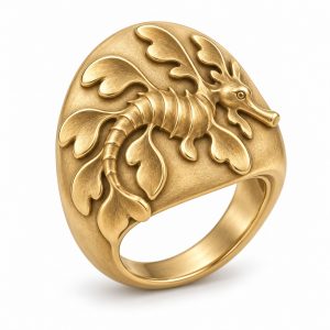 Gold-Plated Leafy Sea Dragon Relief Ring