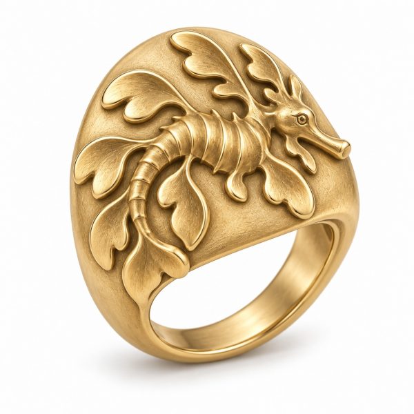 Gold-Plated Leafy Sea Dragon Relief Ring