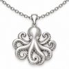 Silver-tone octopus pendant with curled arms and recessed suction-cup details