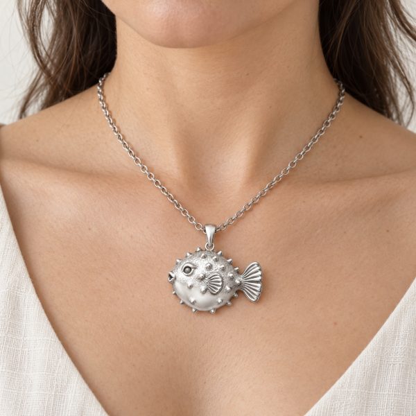 Silver-Plated Pufferfish Pendant Wholesale