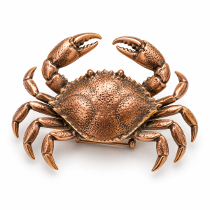 Silver-Plated Crab Brooch