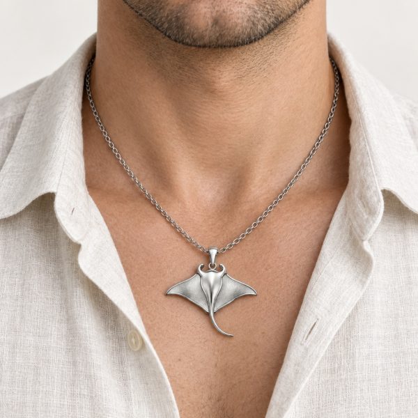 9 manta ray necklace-stainless steel 2 Stainless Steel Manta Ray Necklace