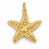 Gold-tone five-arm starfish pendant with raised bead-like metal details on a white background.