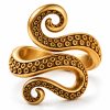 Silver-Tone Double-Curl Octopus Tentacle Ring