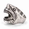 Silver-Tone Open Mouth Shark Statement Ring